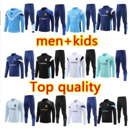 Kids Men Soccer Tracksakken Milik Payet Marseilles Survetement 22 23 Voetbaltrainingspak Veste Maillot de Foot Olympique OM Tracksuit voetbal Jogging Kit