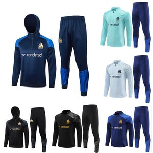 Niños Hombres Trajes de fútbol Milik Payet Marsella Survetement Chaqueta 24 Fottball Traje de entrenamiento Veste Maillot De Foot Olympique Om Chándal Fútbol Trotar