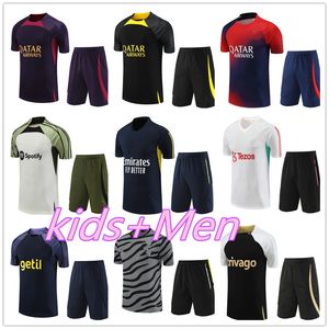 Niños para hombre Entrenamiento de fútbol Jerseys 2023 Ropa previa al juego Chándal de manga corta 23 24 Camiseta Pantalones cortos con bolsillo con cremallera Uniforme de fútbol