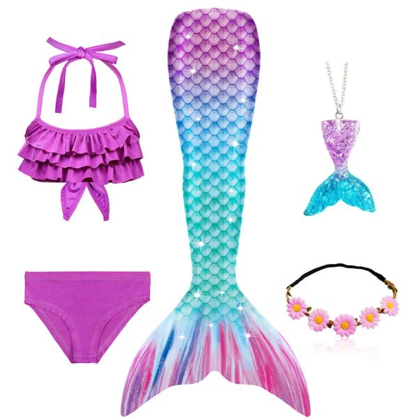 Kids Mermaid Tail For Girls Ariel Sirène Swimsuit For Swimming Children Costume sirène pour les filles Génér