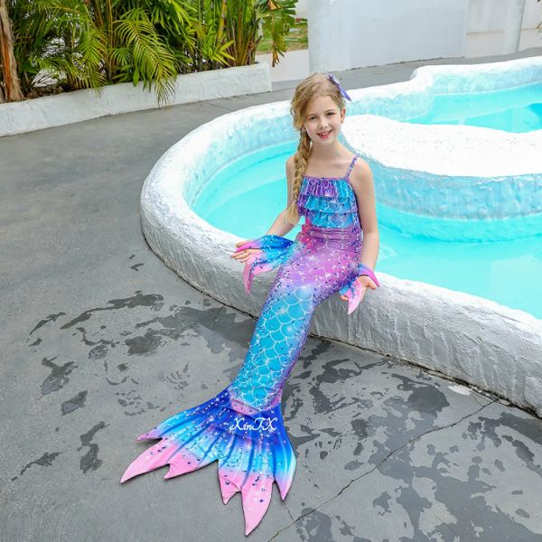 Niños Mermaid Tails Swimwimwing Ropa de natación de la playa Nadable Niños pequeños El traje de baño de sirena puede agregar aleta de monofina