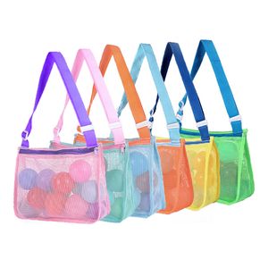 Sacs de plage en maille pour enfants, sac de rangement de jouets en coquillage, sac de rangement de voyage en plein air, fourre-tout d'été à fermeture éclair, organisateur portable, sacs à bandoulière, pochette de sable B8110