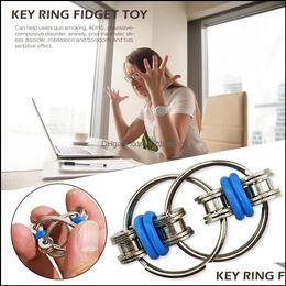 Kids Metal Puzz Chain Fidget Toy for Autism Hand Spinner Key Ring Sensory Soulagez le TDAH D￉COMPRESSION TOY