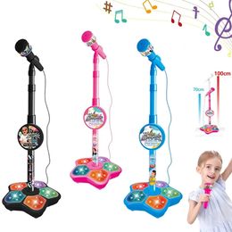 Micrófono para niños con soporte Karaoke canción instrumento musical juguetes BrainTraining juguete educativo regalo de cumpleaños para niña niño 240112