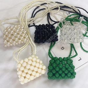 Mini bolso para niños, bolso cruzado con cuentas de Color caramelo para mujer, monedero, bolso de mano de fiesta con perlas transparentes para niñas