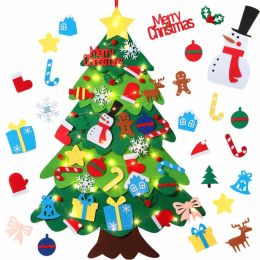 Kids Montessori jouets diy feutre le mur de l'arbre de Noël suspendu artificiel arbre arbre garçons filles cadeaux