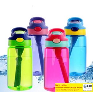 Tazas para niños, botella con boquilla abatible y asa de botella de agua con pajita para niñas y niños, botellas de plástico resistentes a roturas sin BPA de 450ml