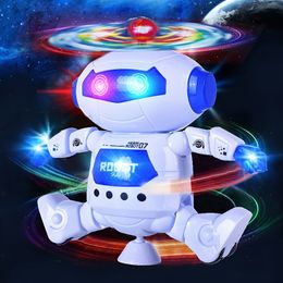 Robot musical pour enfants, jouets de danse rotative avec lumière LED, jouets interactifs de marche électronique pour garçons et filles, cadeau d'anniversaire et de noël pour bébés