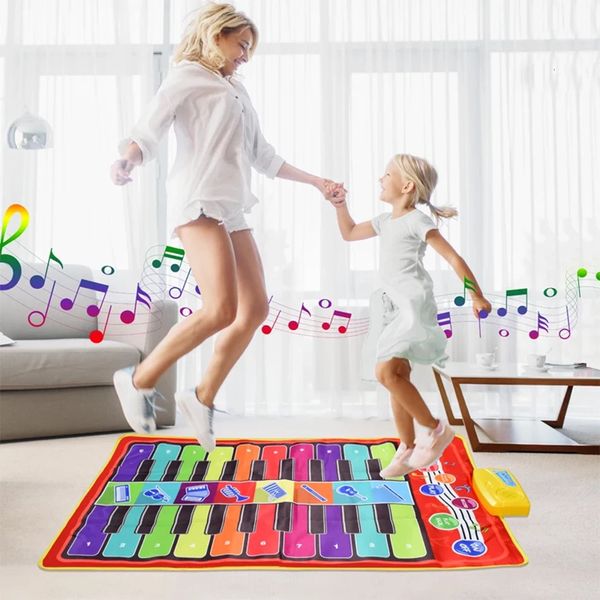 Tapis de piano musical pour enfants Tapis de jeu pour clavier duo 20 touches Piano au sol avec 8 sons d'instruments 5 modes Paly Tapis de danse Jouets éducatifs 240129