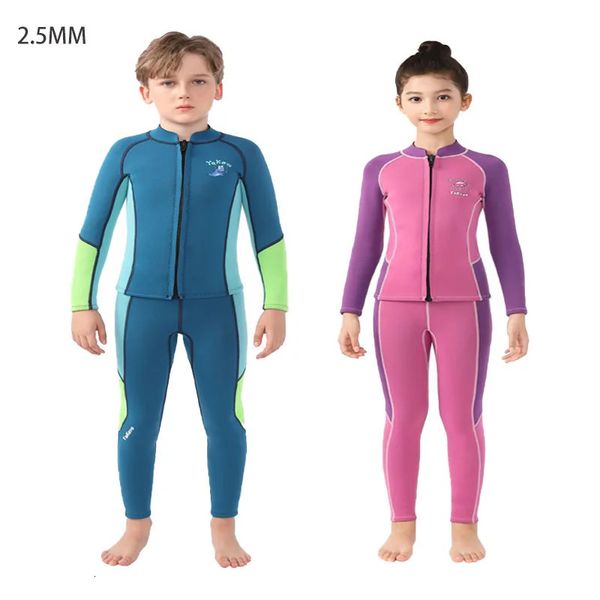 Kids Néoprène Split Wetsuit 25 mm Thermal Keep Warm Diving Costume Abonnez en apnée Swimming Boy Girl Vêtements 240409
