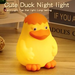 Luz de la noche de los niños, linda lámpara de silicona suave de pato lámparas de escritorio de pato portátiles de pato portátil.