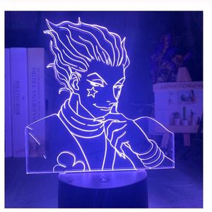Enfants Veilleuse Cadeau Led Capteur Tactile Coloré Chambre Veilleuse Anime Hunter X Hunter Décor Lumière Cool 3d Lampe Hisoka Gadgets243v