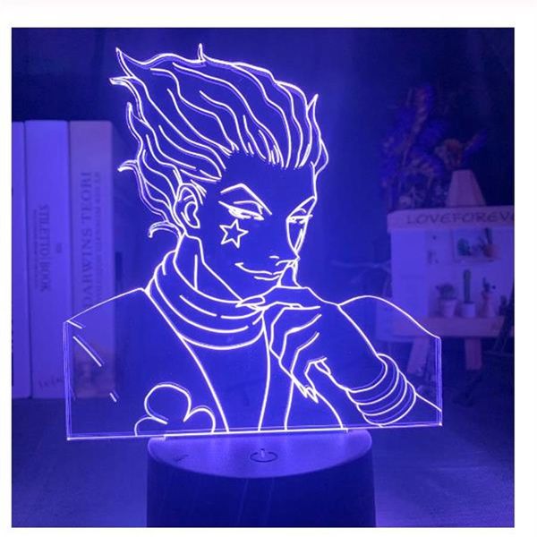 Enfants Veilleuse Cadeau Led Capteur Tactile Coloré Chambre Veilleuse Anime Hunter X Hunter Décor Lumière Cool 3d Lampe Hisoka Gadgets242c