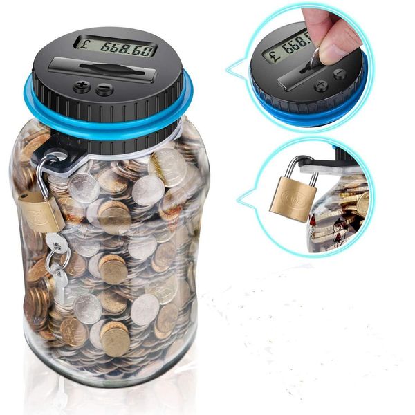 Jeux de nouveauté pour enfants Affichage LCD portable Comptage numérique électronique Euro Bank Boîte d'économie d'argent Piggy Counter Coin 1.8L Drop Delivery Dhgep