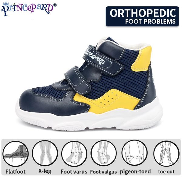 Zapatillas ortic para niños, zapatos de cuero con soporte de tobillo de caña alta para niñas y niños, para el tratamiento y prevención de pies planos al caminar en punta 231229