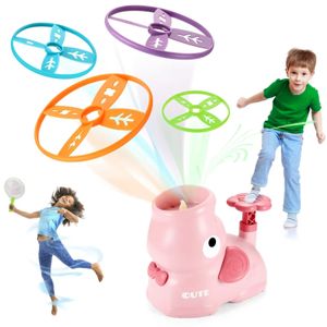 Jeu de plein air pour enfants disques volants lanceur de fusée à air soucoupe volante montée sur pieds jouet de sport de jardin interactif pour enfants 240226