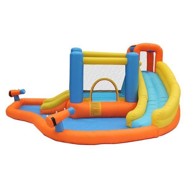 Maison de jeux extérieure pour enfants, maison de rebond gonflable avec toboggan aquatique, château de saut avec piscine, pistolet à éclaboussures, amusant dans la maison et le jardin, jouets de fête d'anniversaire