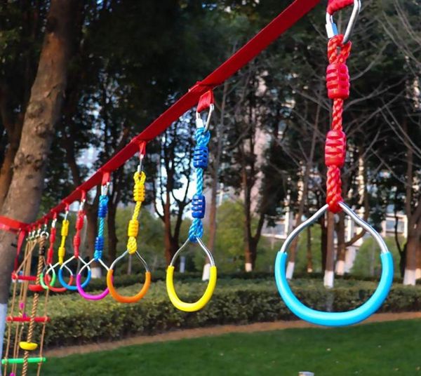 Enfants extérieurs anneaux de gymnastique swing swing ajustable swing rings coloré arrière-cour durable pour ninja kit de parcours d'obstacle camping1546038