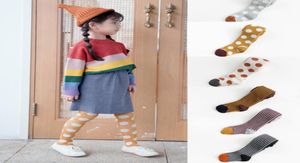 Collants pour enfants filles collants imprimés à pois bébé filles patchwork couleur rayure leggings tricotés automne hiver enfants coton bott6078236