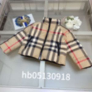 Kids Parkas Automne / Winter Standing Collar grand manteau à carreaux avec conception de fermeture éclair bidirectionnelle pour les filles garçons