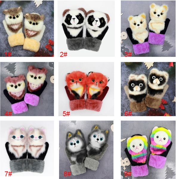 Kids Party Favor Supplies Multicolor Girls Winter Cute Plus Velvet Thick Warm Outdoor Mittens Felpa Estudiante Moda Mitten Dibujos animados Destacados Guantes de animales