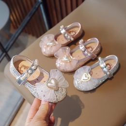 Kinderen Prestaties Peuter Schoen Kinderen Sandalen Strass Strik Bruiloft Prinses Meisjes Kids Sandaal Party Dance Baby Student Flats 240108