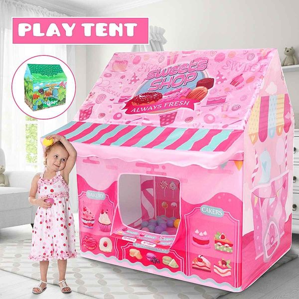 Enfants Play House Joueur Tente Tente Dinosaur rose Glace Garçon Garçon Princess Castle Portable Enfants d'extérieur Intérieur Portable Jouer Tente House LJ200923