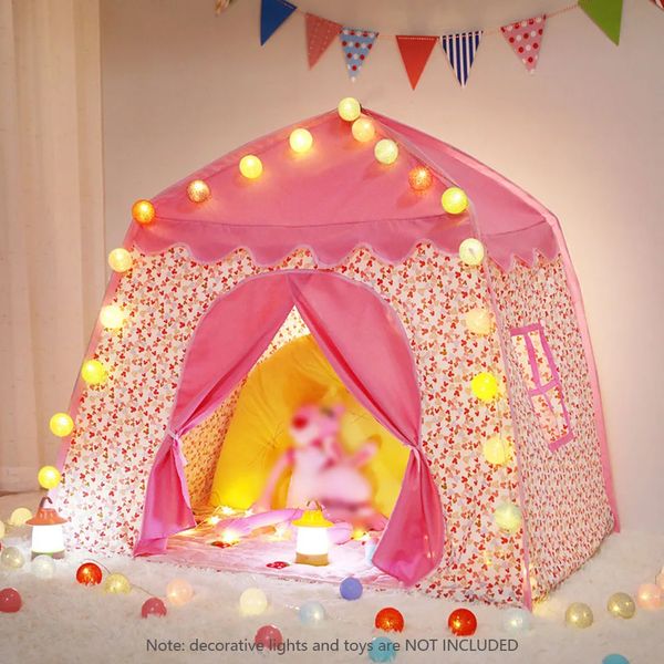 Jugar la carpa de la carpa Princess Castle Play Tent Oxford Fabric Large Fairy Playhouse con bolsa de transporte para niñas para niños Indoor al aire libre 240115