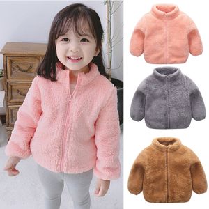 Enfants en peluche veste nourrissons fermeture éclair mignon manteau de fourrure bébé printemps automne tenues chaudes enfants vêtements d'extérieur hauts sweat manteau LJJA3161