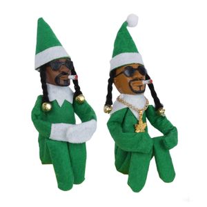 Enfants en peluche jouet cadeau de Noël Snoop sur un perron amoureux du Hip Hop transfrontalier fouinant plié sur Elf résine poupée décorative en gros 1020