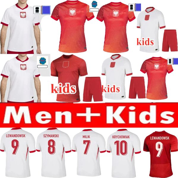 Kids de football en Pologne Poland Lewandowski Home Away Away 24/25 Polska National Team Milik Piszczek Piatek Grosicki Krychowiak Zielinski Football Shirt Kit Hommes