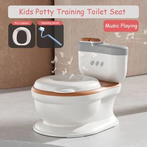 Kids Potty Toilet Seat Realistische zindelijkheidstrainingstoel voor Toddlers Boys Girls Soft PU Pad Wipe opslag muziek speelfunctie 231221