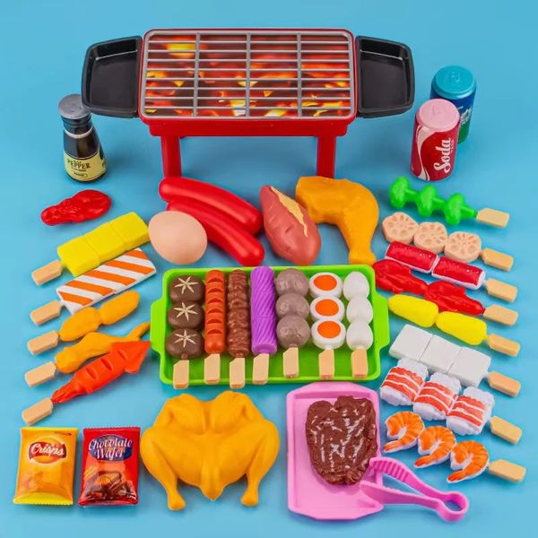 Enfants semblant jouer cuisine jouets nourriture jouets Simulation alimentaire batterie de cuisine cuisine BBQ Kit jeu de rôle jeu cadeau éducatif pour les enfants 240112