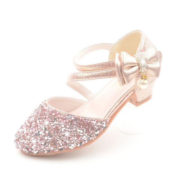 Enfants princesse filles sandales paillettes brillant strass papillon étudiant fête chaussures de danse 5 13 ans enfants été talon haut 220525