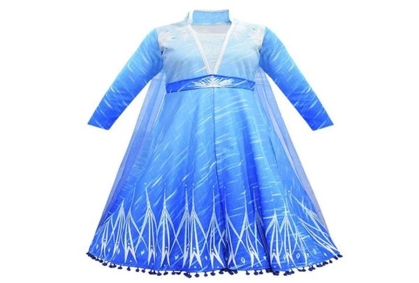 Kids Princess Robe Girls Tassles Princess Dress Cosplay Lace Mesh Snow Queen Robes Big Girls New Prom Party Show Robe 063597549