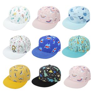 Enfants Impression Hip Hop Chapeau Strapback Réglable 2-8 Ans Enfants Printemps Été Automne Casquette En Coton À Bords Plats Plage Pare-Soleil Blanc Rose Vert Bleu Noir Jaune