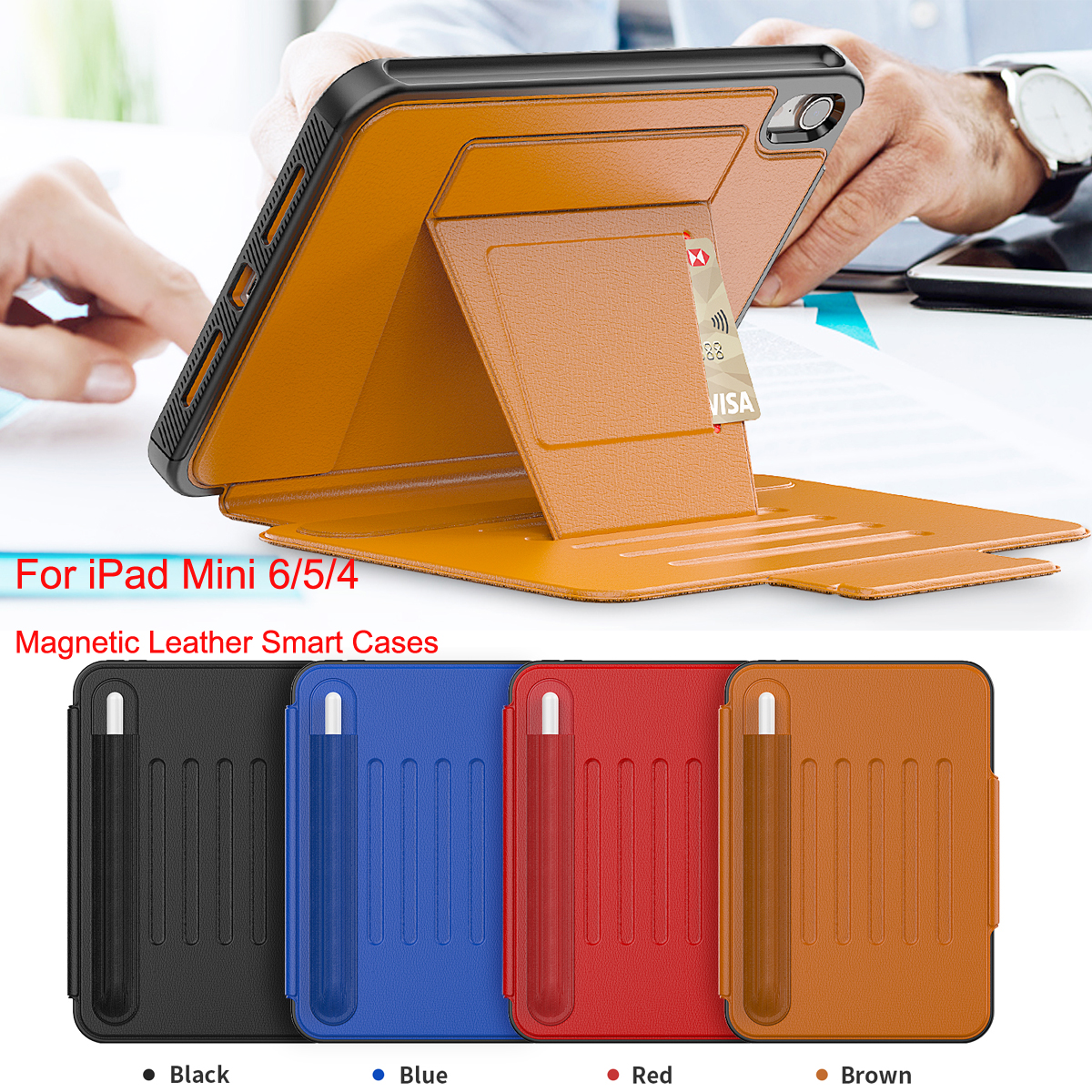 Kids Tablet Case Leather Smart Book Cover Flip Cases For iPad Mini 6 8.3Inch Mini4/5/6 Multi-angle Kickstand Buckle Shockproof Cover With Auto Awake Sleep