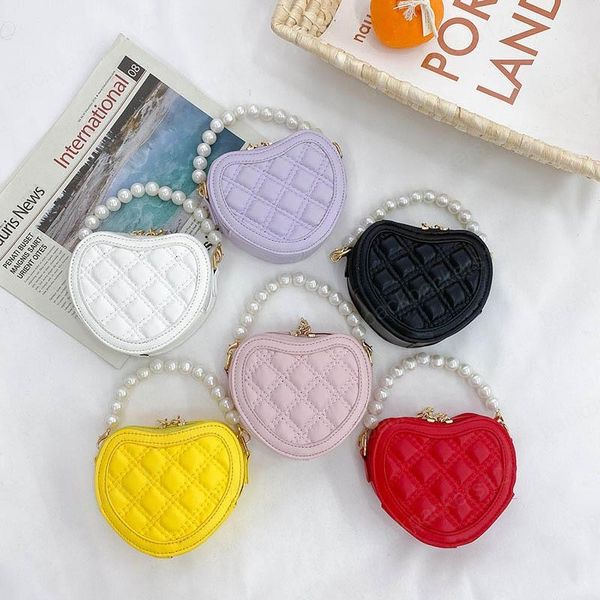 Sacs à main et sacs à main pour enfants, Mini sac à bandoulière en perles et cœur, Kawaii, petite pochette pour pièces de monnaie, fourre-tout de fête, pochette pour filles