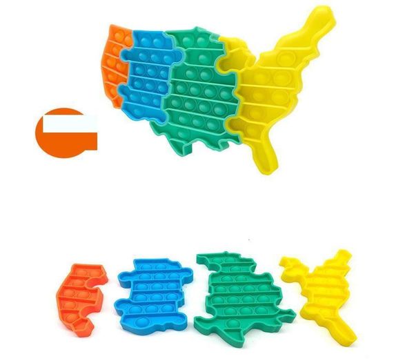 Niños Push Bubble Finger Game Mapa de Estados Unidos Puzzle para niños Juguetes de estrés de mano Roedor Pioneer Bolas de descompresión G57XHB68875565