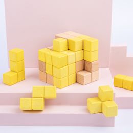 Puzzle Brain Blooden Bloques de madera Rompecabezas para niños Rompecabezas de cubo de madera de 3+edad para niños pequeños