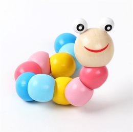 Kinderen puzzel educatieve houten speelgoed flexibele vingers die kleurrijke wormspeelgoedspel voor kinderen draaien