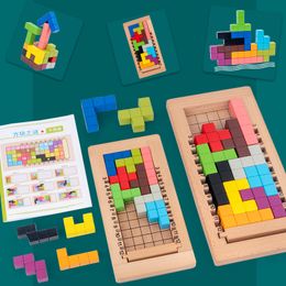 Kinderen puzzels houtspeelgoed denken spel kubus blokken houten puzzels montessori educatieve kinderen houten speelgoed