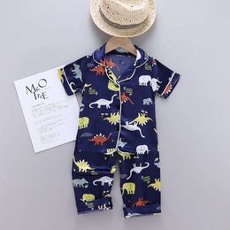 Enfants pyjamas dinosaur imprimé bébé garçon filles bouton de sommeil t-shirt shorts tenues pour tout-petit pamas set l2405