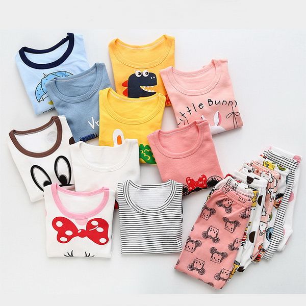 Pijamas para niños, ropa para el hogar, traje para dormir para bebés, niñas, niños, camiseta de manga larga de algodón para otoño, conjuntos de ropa de dormir