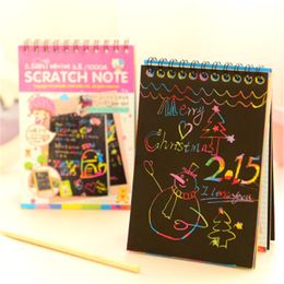 Bloc-notes Enfants Rainbow Coloré Scratch Art Kit Magique Dessin Peinture Papier Cahier Cadeau