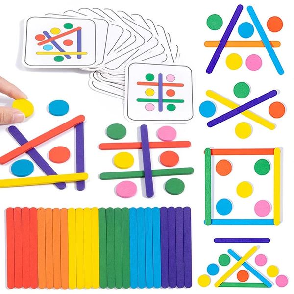 Kids Rainbow Stick Puzzle Montessori Toys Color Sensory Thinkical Thinking Matching Games Enfants Early Educational Wooden Toys 240509
