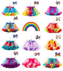 Kids Rainbow Tutu Rok 11 RUFFY FLUFTY PETTISKIRTS MEISJES MESH REEMEN Baby Ballerina Casual Candy Color Skirts Kids Desinger Clo8772599
