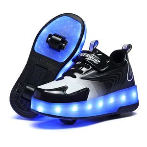 Chaussures à rouleaux pour enfants Roule de roues amovibles Skate Shoe Boys Girls Filles Casual Sneakers USB Charge LED FLIPONNAGE CHANSE SOIR