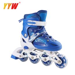 Kids Roller Skates Single Row vier PU Wheel Skating Shoes Outdoor Sports Skates Flash Inline Blue Sneakers Rollers schoenen Patines