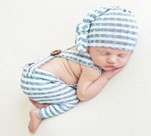 Kids Rompertjes Mode Knoop Baby Hoed Streep Katoen Caps Zomer Pasgeboren Pography Props Voor Meisjes Jongens Infants2716565